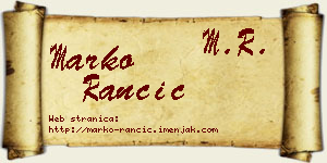 Marko Rančić vizit kartica